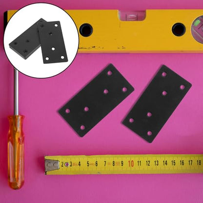SEWACC 6 Sets Stainless Steel Straight Flat Brackets with Screws for Furniture Repair Fixing Corner Brackets and Shelf Mending Plates Metal Brace Kit for Wood Support and Reinforcement