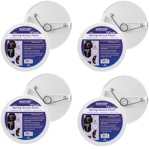 Easy-Exs 10" Round Access Panel for Ceiling and Wall - Adjustable from 6 to 9 inches - Ceiling Hole Cover - for Electrical, Plumbing, Cables, HVAC, Speaker and LED Holes - Durable Plastic Panel (4) - size: 4 Pcs