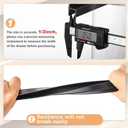 2 Pieces PVC Drawer Hanging File Rails Black Cabinet Rails for Hanging 1/2 Drawer Sides Letter Size File Storage Folder Organizer (for 1/2 Inch-wide, 24 Inch) - size: For 1/2 Inch-wide, 24 Inch