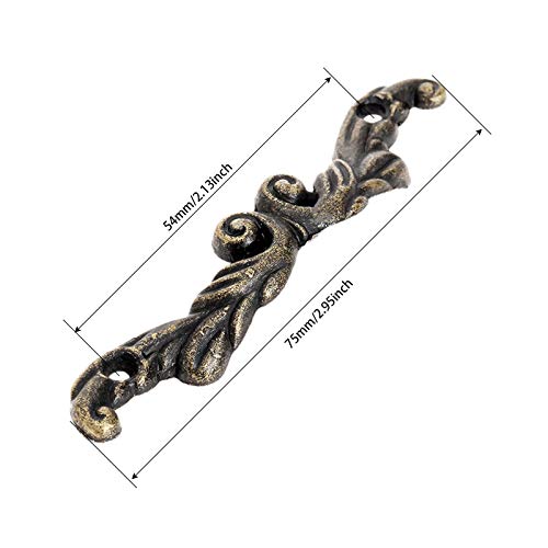 dophee 10Pcs Antique Brass Decorative Pull Handle for Mini Jewelry Box Drawer Cabinet Chest Decoration Arch Shape 2.95" x 0.59"- Large - size: Large