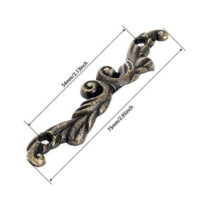 dophee 10Pcs Antique Brass Decorative Pull Handle for Mini Jewelry Box Drawer Cabinet Chest Decoration Arch Shape 2.95" x 0.59"- Large - size: Large