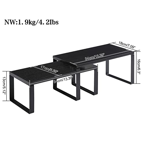 YMYNY Cabinet Shelf Organizer, Spice Racks Set of 4, Kitchen Counter Shelves, Stackable, Wood, Cupboard Organizer for Dishes, Seasoning, Cans, Coffee Mugs, Black, HSR002B-2 - color: Black