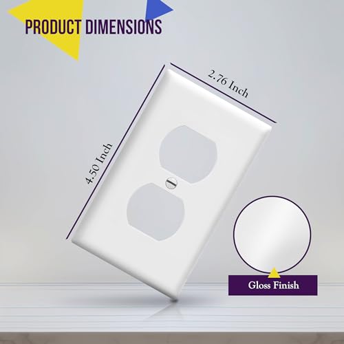 Enerlites 8821-W Duplex Receptacle Outlet Wall Plate, Standard Size 1-Gang, Polycarbonate Thermoplastic, White - color: White, size: Standard Size