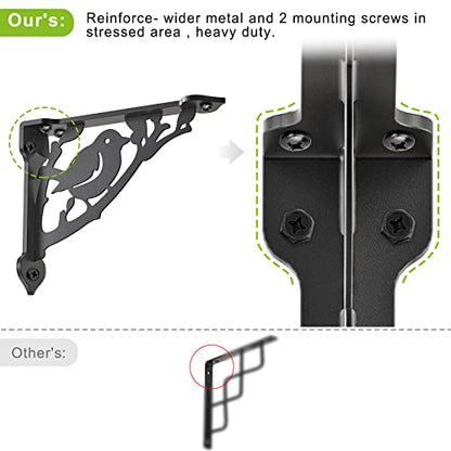 SELEWARE Heavy Duty Shelf Brackets 8 Inch, Bird Shelves Brackets, 300LB Capacity Decorative Metal L Brackets for Floating Shelves, Black Rustic Wall Mount Shelving Bracket with Screws, 4 Pack - size: 8 Inch, style: Bird-4 pack