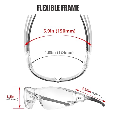 HTS HUNTERSKY ANSI Z87.1 Anti-Fog Clear Safety Glasses Pickleball Youth Baseball Lab Chemistry Goggles Scratch Resistant - color: Clear-black