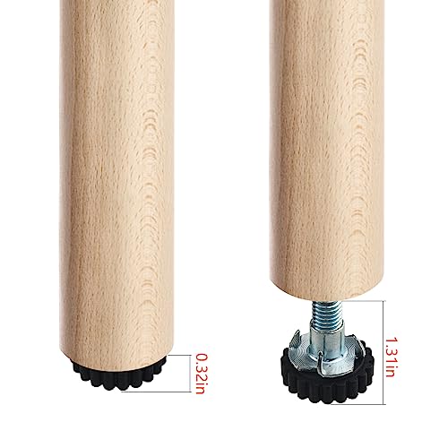 TOVOT 4PCS M10×1.5 Furniture Leveling Feet with Nuts Screw-on Table Leg Levelers Silver(30×33MM)