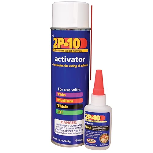 FastCap 2P-10 SoloKit - Instant Adhesive & Activator Set Professional Woodworking Glue Kit (12 oz Activator + 2 oz Thick Adhesive)