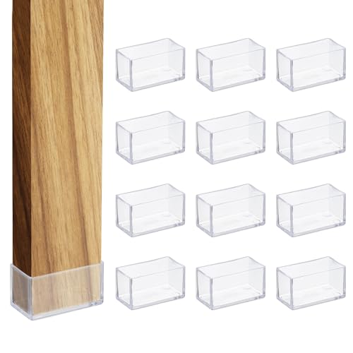 uxcell 12 Pcs Transparent Chair Leg Floor Protectors, 0.8 x 1.6 Inch Rectangle PVC Chair Leg Caps for Hardwood Floors, Non-Slip Reduce Noise Table Furniture Cover - size: 0.8 x 1.6 Inch