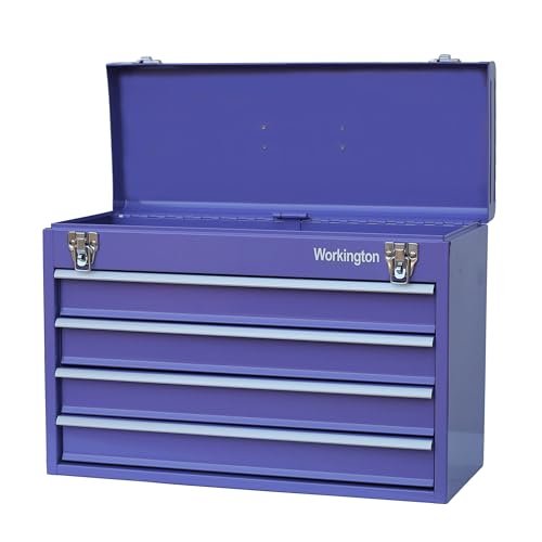 Workington Portable Metal Tool Chest with 4 Drawers, 20" 4-Drawer Tool Chest Cabinet with Ball Bearing Drawer Slides, Steel Tool Storage Box Organizer 4004 Purple - color: Purple