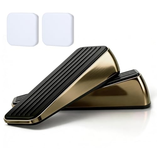 2 Pack Door Stoppers,Zinc Alloy Door Stop with Anti-Slip Rubber Base,Heavy Duty Door Wedge for Bottom of Door,Door Holder to Keep Open,Includes Silencer Pads,Antique Bronze - color: Antique Bronze