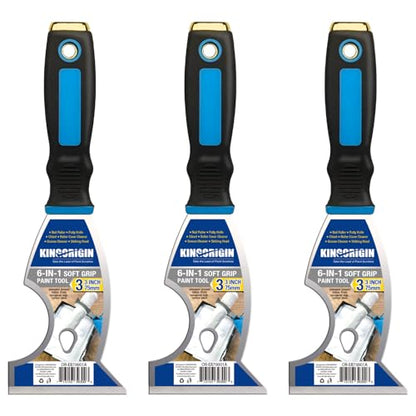 3 Inch Paint Scraper Tool - 3 pcs Multi-Purpose Putty Knife with Non-Slip Rubber Grip Putty Knives for Drywall Repair, Wallpaper Removal, Paint Application, Applying Putty, Plaster - color: 3 Pack, 3 Inch