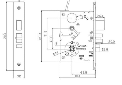 Commercial Heavy Duty Mortise Lock Escutcheon Plate Handle Set for Entrance/Office Front Door F20 - color: Escutcheon Plate/Entry