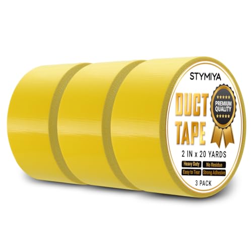 Yellow Duct Tape Heavy Duty: 3Rolls*2IN*20Yards Wide Waterproof Outdoor Duck Furniture Repair Tape Bulk - Strong Adhesive Weather UV Resistant No-Residue Masking Tapes Patterns Variety - color: Yellow, size: 3*2in*20yards