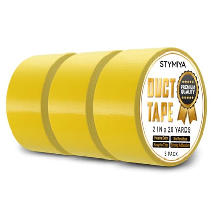 Yellow Duct Tape Heavy Duty: 3Rolls*2IN*20Yards Wide Waterproof Outdoor Duck Furniture Repair Tape Bulk - Strong Adhesive Weather UV Resistant No-Residue Masking Tapes Patterns Variety - color: Yellow, size: 3*2in*20yards