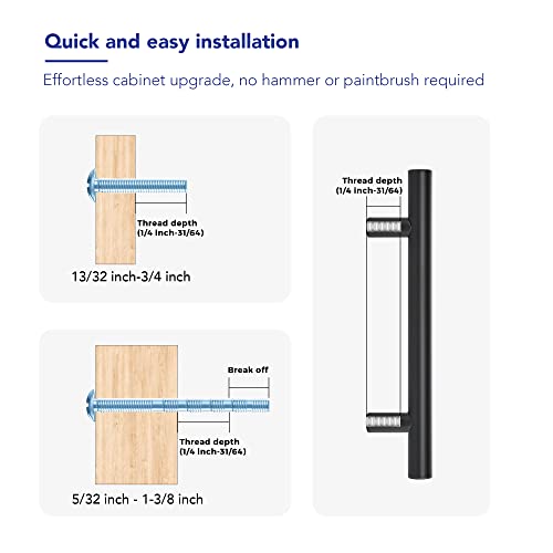 10 Pack Cabinet Handles with 3.75 Inch (96mm) Hole Center Matte Black Cabinet Pulls Stainless Steel Drawer Pulls, Kitchen Knobs for Dresser Drawer, 6 Inch Overall Length - color: Matte Black T-Shaped, size: 3-3/4" Hole Center