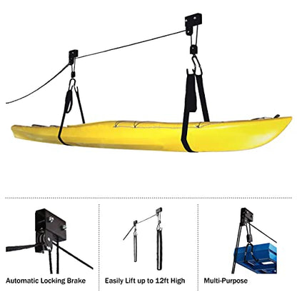 RAD Sportz Kayak Storage Hoist - Overhead Pulley System with 125lb Capacity for Canoes, Bikes, Ladders, and More - for up to 12-Foot Ceilings - size: 4 pack