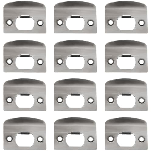 EATAKWARD 12 PCS Door Strike Plate, Black Deadbolt Strike Plate with Srews, Stainless Steel Deadbolt Covers Door Reinforcement Kit - style: Right angle