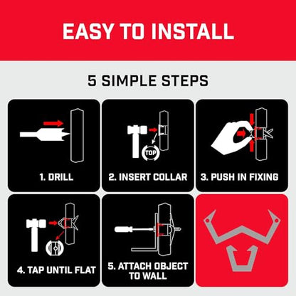 Bullfix Drywall Anchors and Screws Kit - Starter 12 Pack, Holds 255lbs, Heavy Duty Drywall Anchors for Shallow Hollow Cavity with 13/16" Drill Bit, Dry Wall Screws, Heavy Duty Dry Wall Kit - size: 12 Pack
