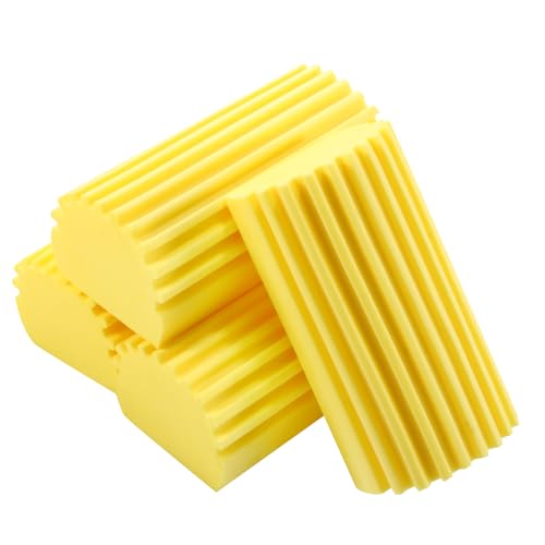 4-Pack Damp Cleaning Sponge Brush Set - Suitable for Kitchen and Car Window Cleaning,Mirrors, Window Track Grooves, Multi-Functional Cleaning Products That are Efficient Cleaning Tools(Yellow) - color: Yellow