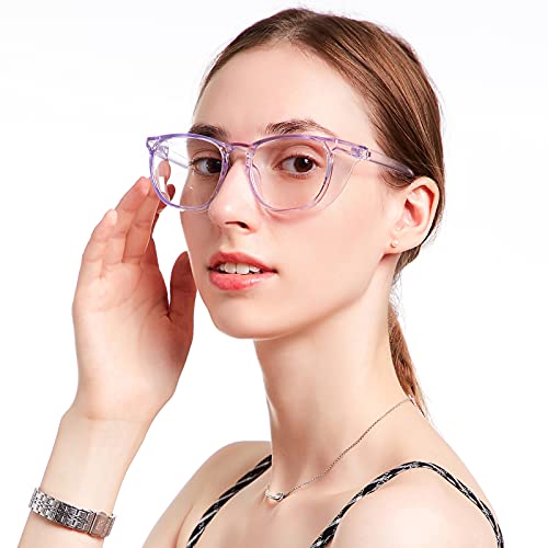 TOREGE Safety Glasses, Safety Goggles Eye Protection With Anti-Fog And Anti-Blue Light Lenses For Women Nurse (Light Purple Blue&Clear Lens) - color: Light Purple Blue&clear Lens