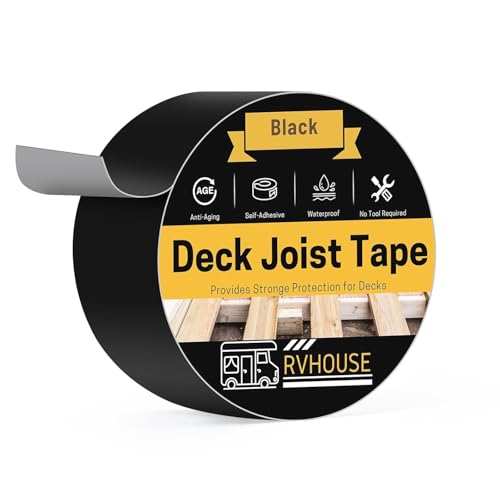 Deck Joist Tape 2 Inch x 50 Ft – Waterproof Butyl Sealant Tape for Extreme Temperature, UV Resistant & Anti-Corrosion, Ideal for Wood Joists, Beams, RV Roof & Outdoor Deck Protection - size: 2" X 50 Ft