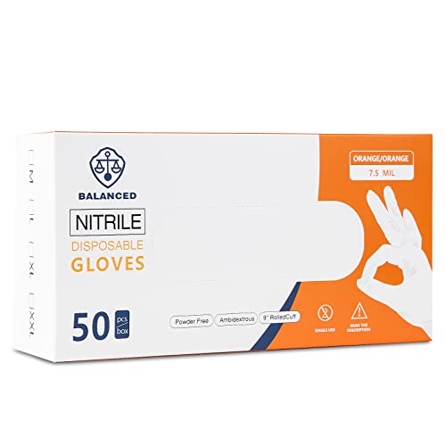 LOGO Orange Disposable Nitrile Gloves-7.5mil Grip Diamond Textured heavy duty automotive mechanic compostable (50pcs/box)