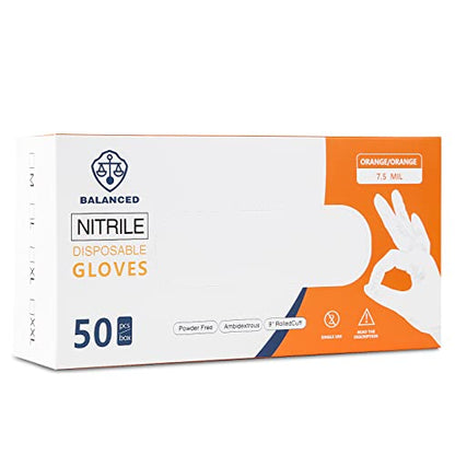 LOGO Orange Disposable Nitrile Gloves-7.5mil Grip Diamond Textured heavy duty automotive mechanic compostable (50pcs/box)