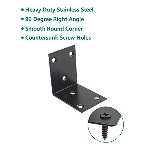 Heavy Duty Stainless Steel Corner Bracket,ULIFESTAR L Shaped Shelf Bracket 90 Degree Corner Brace Large Joint Right Angle L Bracket for Furniture Wood Cabinets Shelves (48x65x65mm) - size: 48*65*65mm