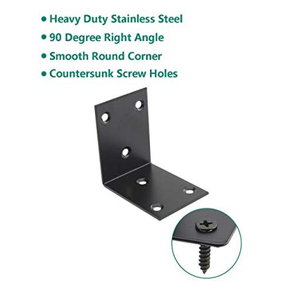 Heavy Duty Stainless Steel Corner Bracket,ULIFESTAR L Shaped Shelf Bracket 90 Degree Corner Brace Large Joint Right Angle L Bracket for Furniture Wood Cabinets Shelves (48x65x65mm) - size: 48*65*65mm