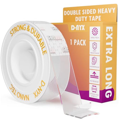 D-NYX Heavy Duty Double Sided Tape - Extra Large Nano Double Sided Adhesive Tape 1.18 inch Wide Removable Wall Tape Sticky Poster Tape Decor Scrapbook Supplies Scrapbookig Strips 9.85ft - style: Double Sided Tape
