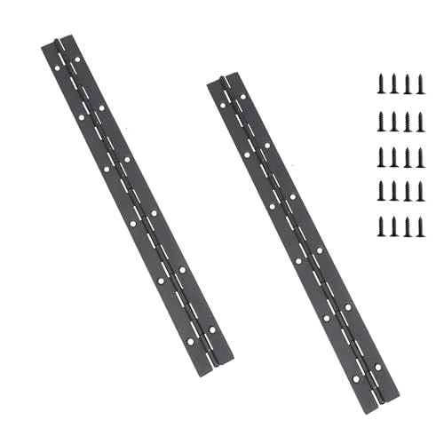 12 Inch Black Continuous Piano Hinges 2 Pack, Heavy Duty Stainless Steel Furniture Hinges 0.05" Thickness 1.2" Open Width with 24 Mounting Screws for Folding Cabinet Doors - size: 12IN-1.2IN-2PACK