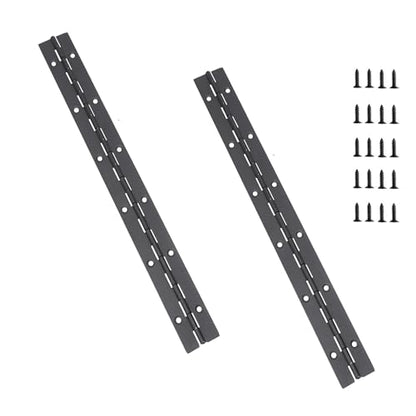 12 Inch Black Continuous Piano Hinges 2 Pack, Heavy Duty Stainless Steel Furniture Hinges 0.05" Thickness 1.2" Open Width with 24 Mounting Screws for Folding Cabinet Doors - size: 12IN-1.2IN-2PACK