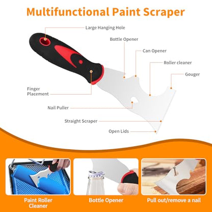 8 PCS Drywall Knife Set, Drywall Hand Tool Kit, Putty Knife in 6 Different Sizes, Brush and Organizer Bag, Spackle Tool Kit for Joint Taping, Finishing, Patching