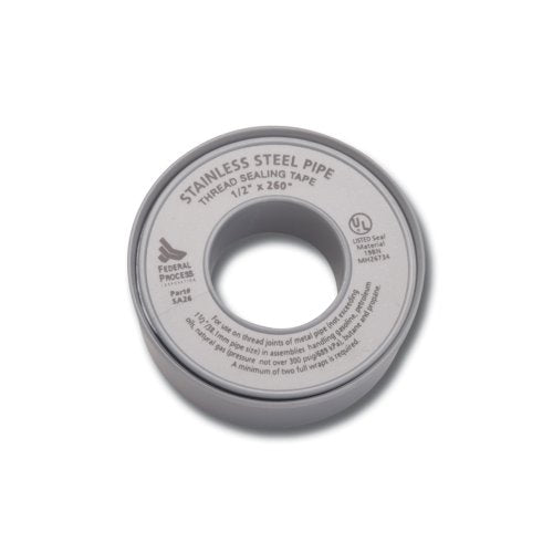 Gasoila Nickel PTFE Thread Seal Tape – Professional-Grade, 1/2 Inch x 600; Inch, High-Density Thread Tape for Stainless Steel Pipes– Leak-Proof Seal, Non-Toxic - size: 1/2 Inch x 600 Inch Roll- 1 Pack