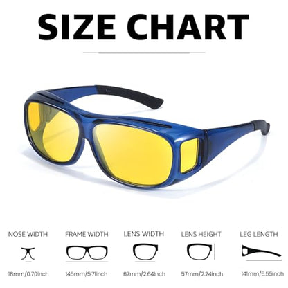 Myiaur Night Vision Glasses for Men Women, Polarized Fit Over Wrap Around Driving Glasses, Anti Glare and UV400 Protection - color: A02 Transparent Blue/ Yellow Night Vision Glasses