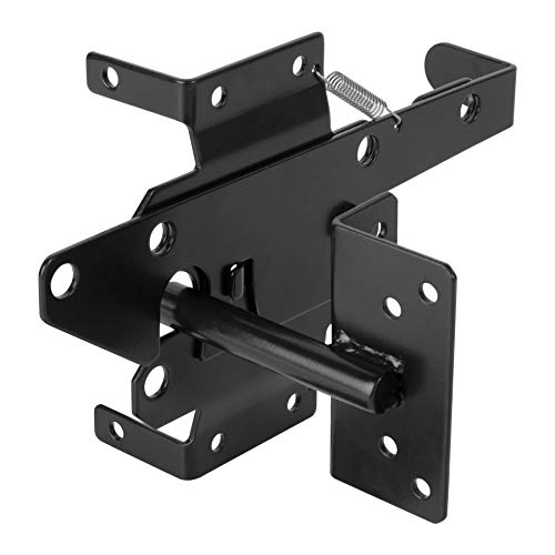 HILLMASTER Heavy Duty Self-Locking Gate Latch for Wooden Fence, Post Mount Automatic Gate Lock Gravity Door Latch Hardware for Secure Pool, Outdoor Garden, Metal Gates Vinyl Fence, Black Finish - color: Balck