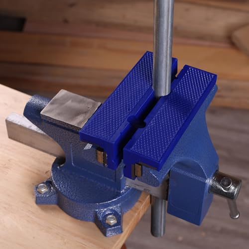 WORKPRO 6" Magnetic Vise Jaw Pads, TPU Soft Grips with Dual-Sided V-Groove & Flat Design, Ideal for Drill Press, Bench Clamp, Metalworking and Woodworking - style: 6"
