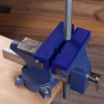WORKPRO 6" Magnetic Vise Jaw Pads, TPU Soft Grips with Dual-Sided V-Groove & Flat Design, Ideal for Drill Press, Bench Clamp, Metalworking and Woodworking - style: 6"