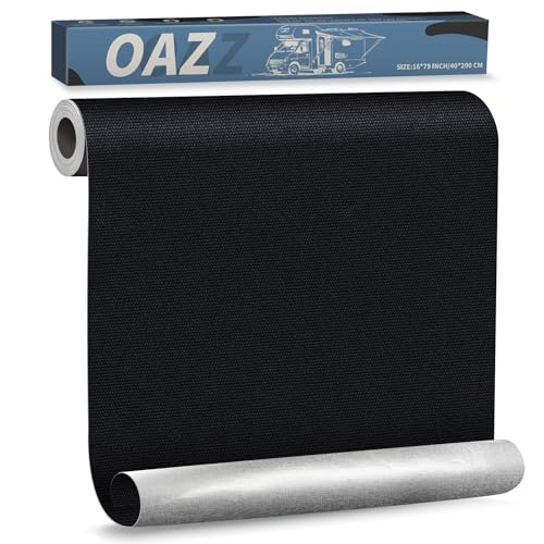 OAZ 16 x 79 inch Canvas Repair Patches Canvas Fabric Patch Self-Adhesive Fabric Repair Tape Waterproof Outdoor Gear Patch Kit for Boat Cover Awning Sofa Chair Couch Tent Bag (Black) - color: Canvas Black, size: Canvas-16" x 79"