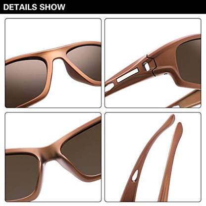 YIMI Polarized Photochromic Driving z87 Sunglasses For Men Women Day and Night safety glasses - color: Brown Frame/Brown Lens