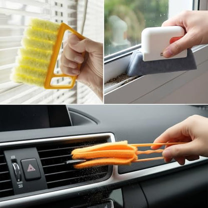 5Pcs Window Blind Cleaning Set, Window Venetian Blind Cleaner Duster Tool, Washable Dust Removal Cleaning Tools for Blinds, Air Conditioners, Track, Fans(Color:Orange)