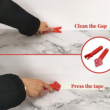 SNAILGARDEN 2 Roll White Caulk Strip, 1.5" x 10.5Ft Self Adhesive Caulk Tape with 2 Pcs Caulking Tool, Waterproof Caulking Sealing Tape for Kitchen Toilet Bathroom Bathtub Sink Basin Edge Protector