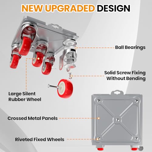 Upgrade Large Furniture Dolly, 3474 lbs Load Capacity-Furniture Lifter with 5 Wheels, Carbon Steel Panel Furniture Movers, Locking 360° Swivel Rubber Casters, Heavy Duty Furniture Sliders (6.9x6.5 in) - color: Silver Panel