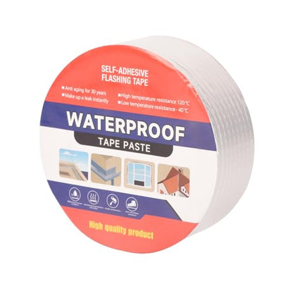2" W X 32.8'L Waterproof Tape for Leaks Aluminum Butyl Tape with Adhesive for RV Repair, Glass Repairs, Air Mattress Patch, Window Caulking, Boat Sealing, Roof Patching - size: 2in x 32.8ft