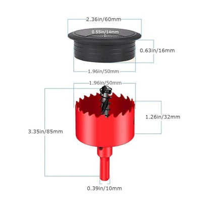TuTuYa 8PCS Desk Grommet 2 Inch, Desk Hole Cover 2 Inch (50 mm) Black with Hole Saw, Cable Pass Through, Ideal Solution for Office and Home Table Cable (Black, 2 Inch_50 mm) - color: 2Inch_50mm Black 8PCS