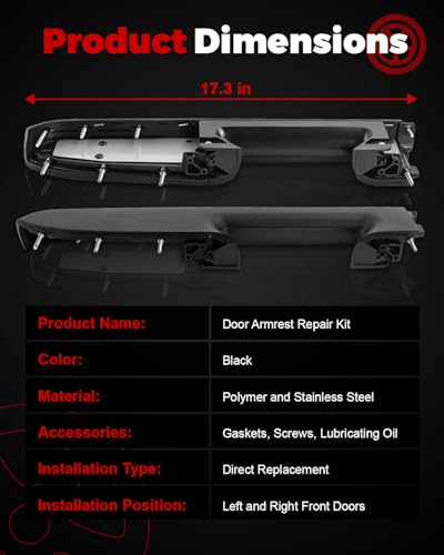 Left Driver & Right Passenger Side Armrest Repair Kit Compatible with 2010-2014 Silverado 2500 HD 3500 HD Sierra 2500 HD 3500 HD Door Panel with Release Handle Below Armrest Replace 22818465 22818470 - size: 22818465-470LR