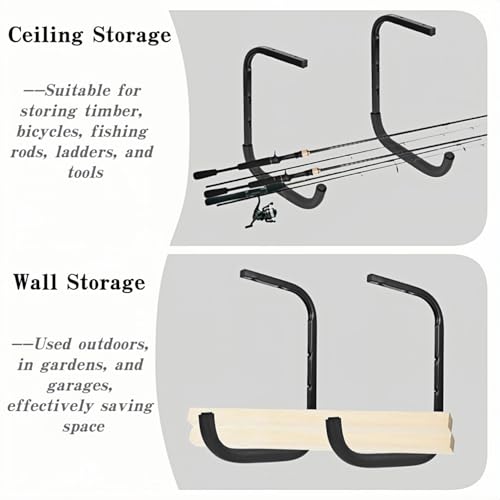 Overhead Garage Storage Rack, Heavy Duty Ceiling Storage Hooks Utility Hanger for Lumber Ladder Bike & Other Bulky Items (4)