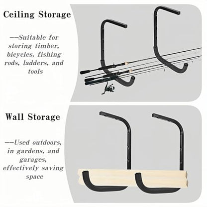 Overhead Garage Storage Rack, Heavy Duty Ceiling Storage Hooks Utility Hanger for Lumber Ladder Bike & Other Bulky Items (4)