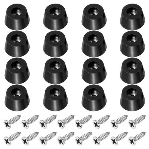Cutting Board Feet, 16 Pack Round Rubber Feet Bumpers Non Slip Bumper Pads with Stainless Steel Screws for Furniture Chairs Desks Electronics (0.12" Wx0.32 H) - size: 0.12"wx0.32"h