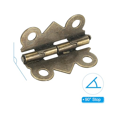 PATIKIL Small Jewelry Box Hinges 3/4 Inch, 12 Pack 90-Degree Mini Butterfly Hinges Jewelry Box Hardware with 48 Screws for Cabinet Wooden Box Drawer Craft, Brown - color: Copper